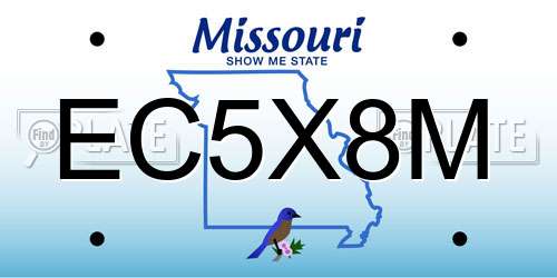 EC5X8M Missouri License Plate