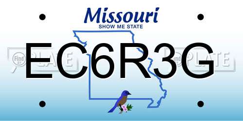 EC6R3G Missouri License Plate