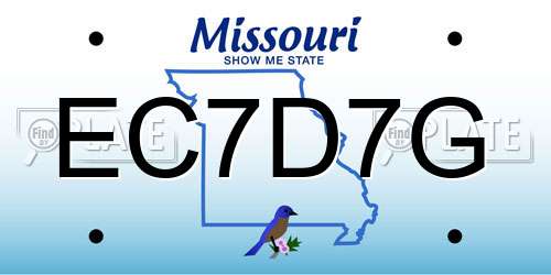 EC7D7G Missouri License Plate