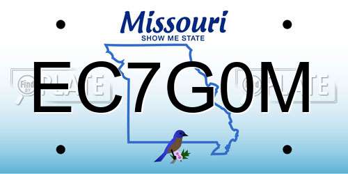 EC7G0M Missouri License Plate
