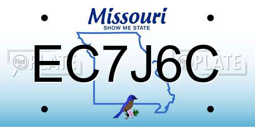 EC7J6C Missouri License Plate