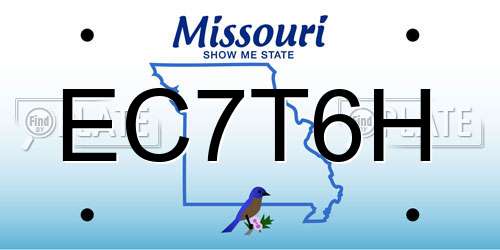 EC7T6H Missouri License Plate