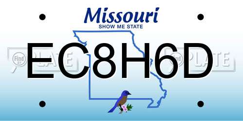 EC8H6D Missouri License Plate