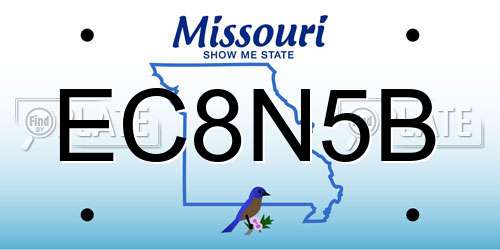 EC8N5B Missouri License Plate