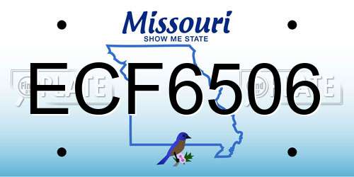 ECF6506 Missouri License Plate