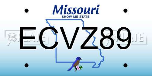 ECVZ89 Missouri License Plate