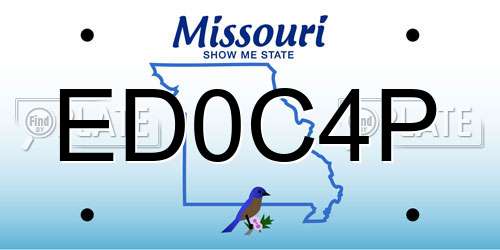 ED0C4P Missouri License Plate