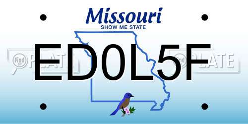 ED0L5F Missouri License Plate