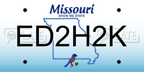 ED2H2K Missouri License Plate