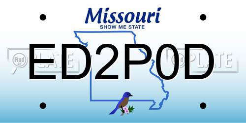 ED2P0D Missouri License Plate