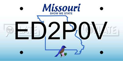 ED2P0V Missouri License Plate
