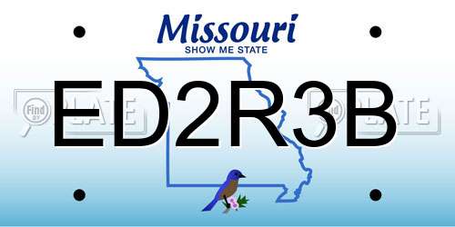 ED2R3B Missouri License Plate