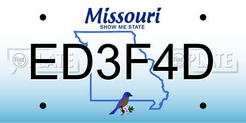 ED3F4D Missouri License Plate