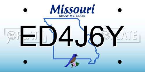 ED4J6Y Missouri License Plate