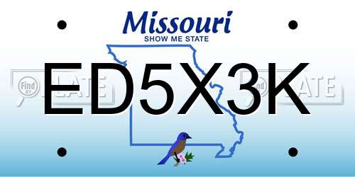 ED5X3K Missouri License Plate