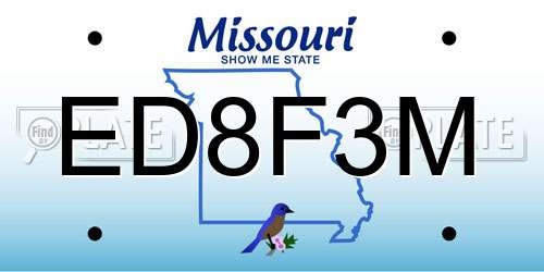ED8F3M Missouri License Plate