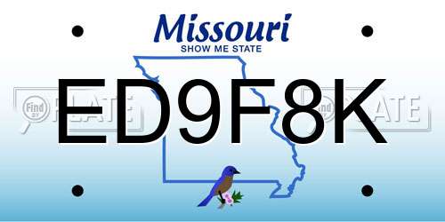 ED9F8K Missouri License Plate