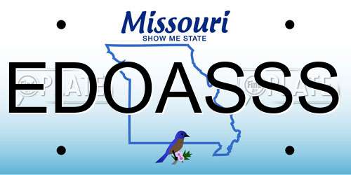 EDOASSS Missouri License Plate