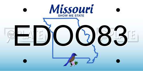 EDOO83 Missouri License Plate
