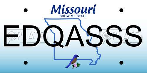 EDQASSS Missouri License Plate