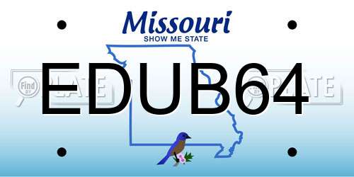 EDUB64 Missouri License Plate