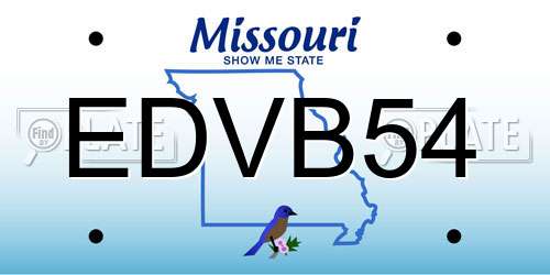 EDVB54 Missouri License Plate