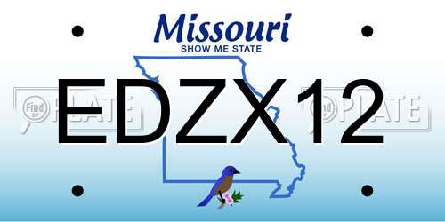 EDZX12 Missouri License Plate