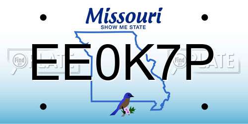 EE0K7P Missouri License Plate