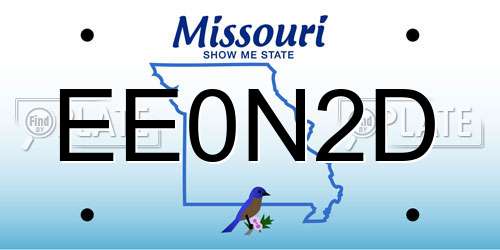 EE0N2D Missouri License Plate