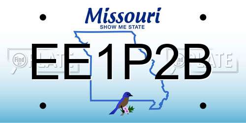 EE1P2B Missouri License Plate