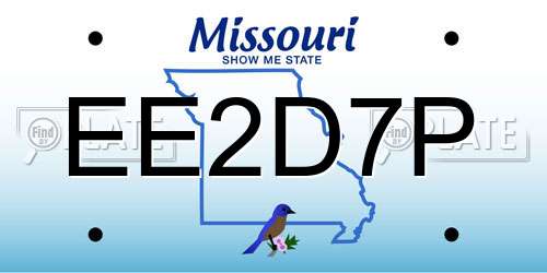 EE2D7P Missouri License Plate