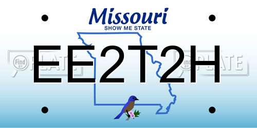 EE2T2H Missouri License Plate