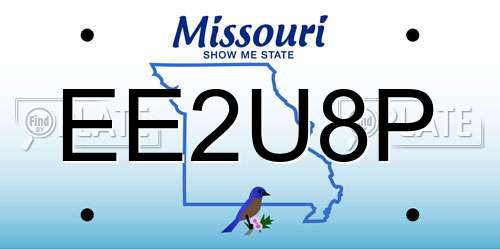 EE2U8P Missouri License Plate