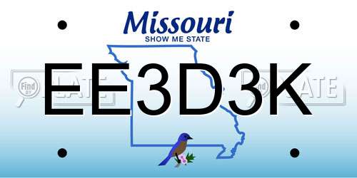 EE3D3K Missouri License Plate