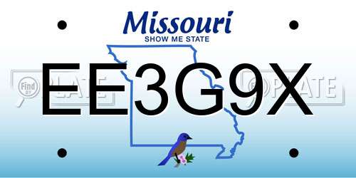 EE3G9X Missouri License Plate