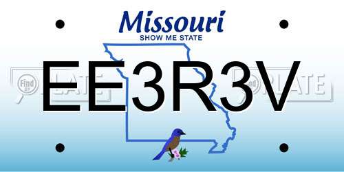EE3R3V Missouri License Plate
