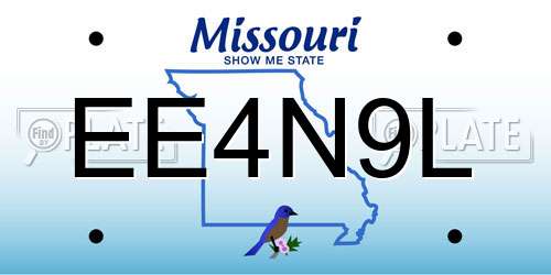 EE4N9L Missouri License Plate