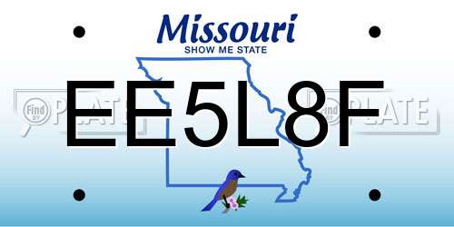 EE5L8F Missouri License Plate