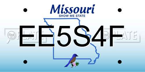 EE5S4F Missouri License Plate