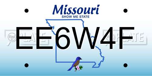 EE6W4F Missouri License Plate