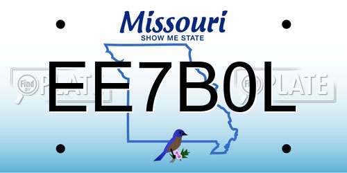 EE7B0L Missouri License Plate