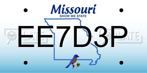 EE7D3P Missouri License Plate