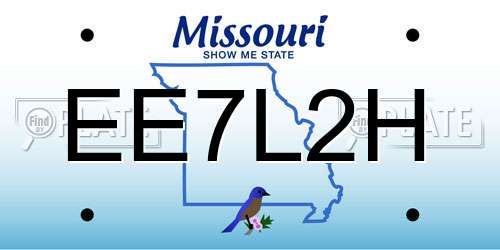 EE7L2H Missouri License Plate