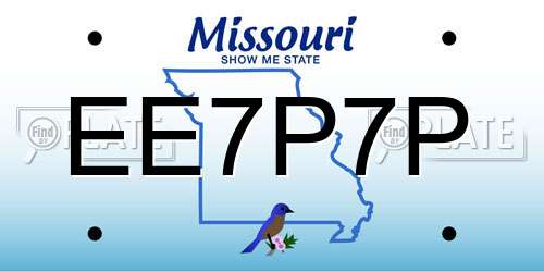 EE7P7P Missouri License Plate