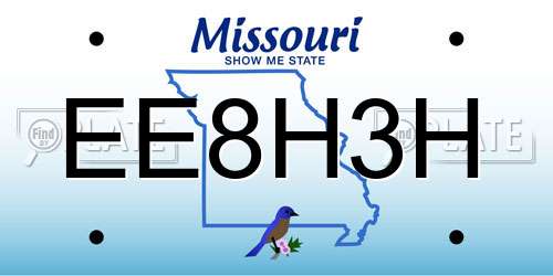EE8H3H Missouri License Plate