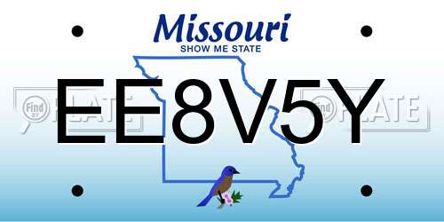 EE8V5Y Missouri License Plate
