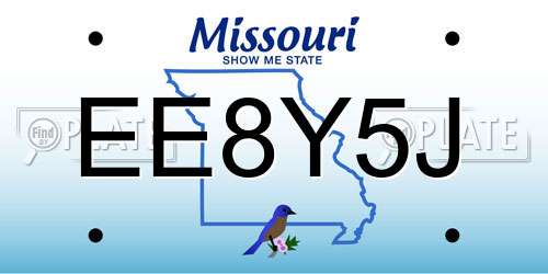 EE8Y5J Missouri License Plate