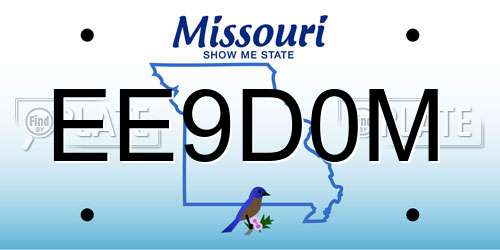 EE9D0M Missouri License Plate
