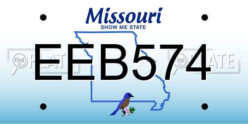 EEB574 Missouri License Plate