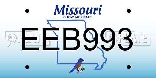 EEB993 Missouri License Plate